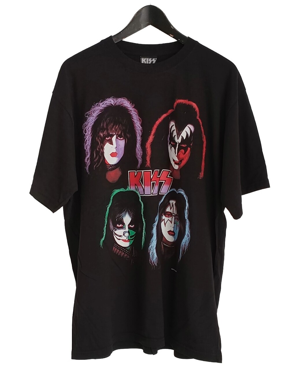 VTG 2010 KISS Faces Graphic Tee Black Band Shirt Classic Rock Size L